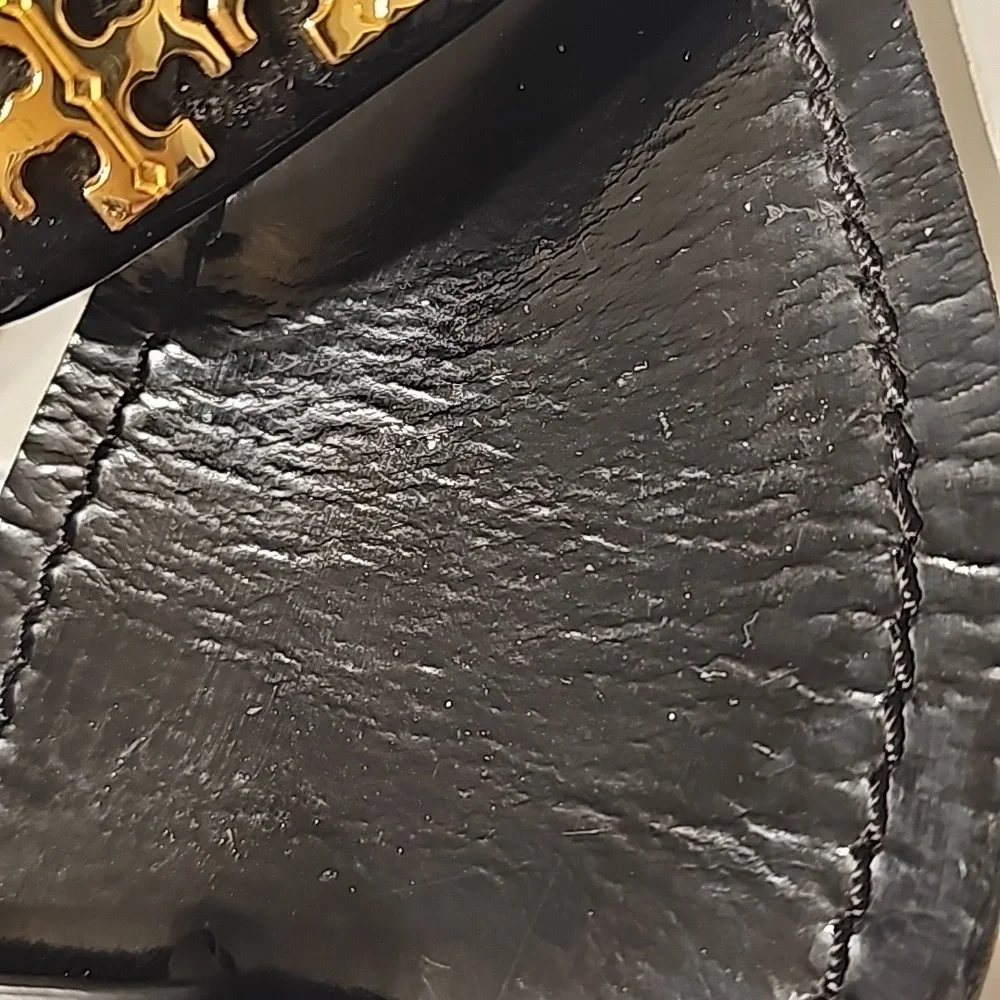 Tory Burch Black Sandal with Gold Logo Accent